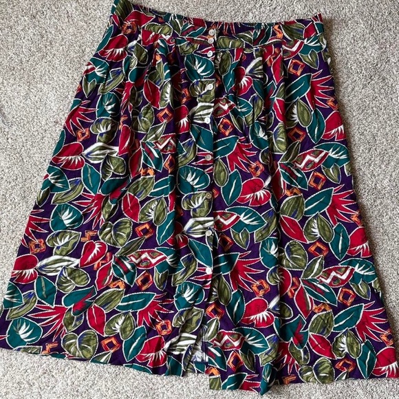 Keith Lee leaf print maxi skirt with pockets - Picture 1 of 2